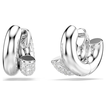 Pendientes de aro Dextera Talla redonda, Mini, Blancos, Baño de rodio