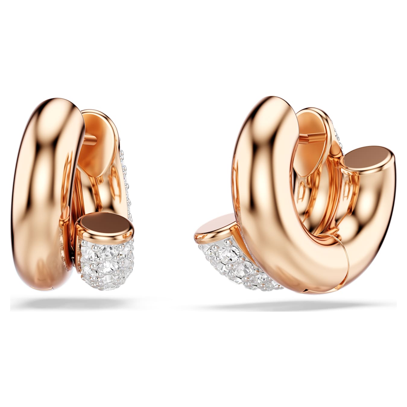 Pendientes de aro Dextera Talla redonda, Mini, Blancos, Baño tono oro rosa