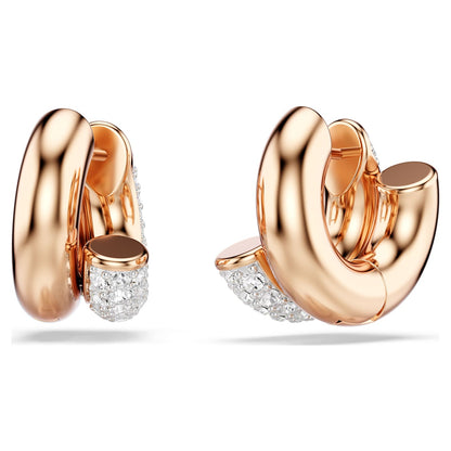 Pendientes de aro Dextera Talla redonda, Mini, Blancos, Baño tono oro rosa