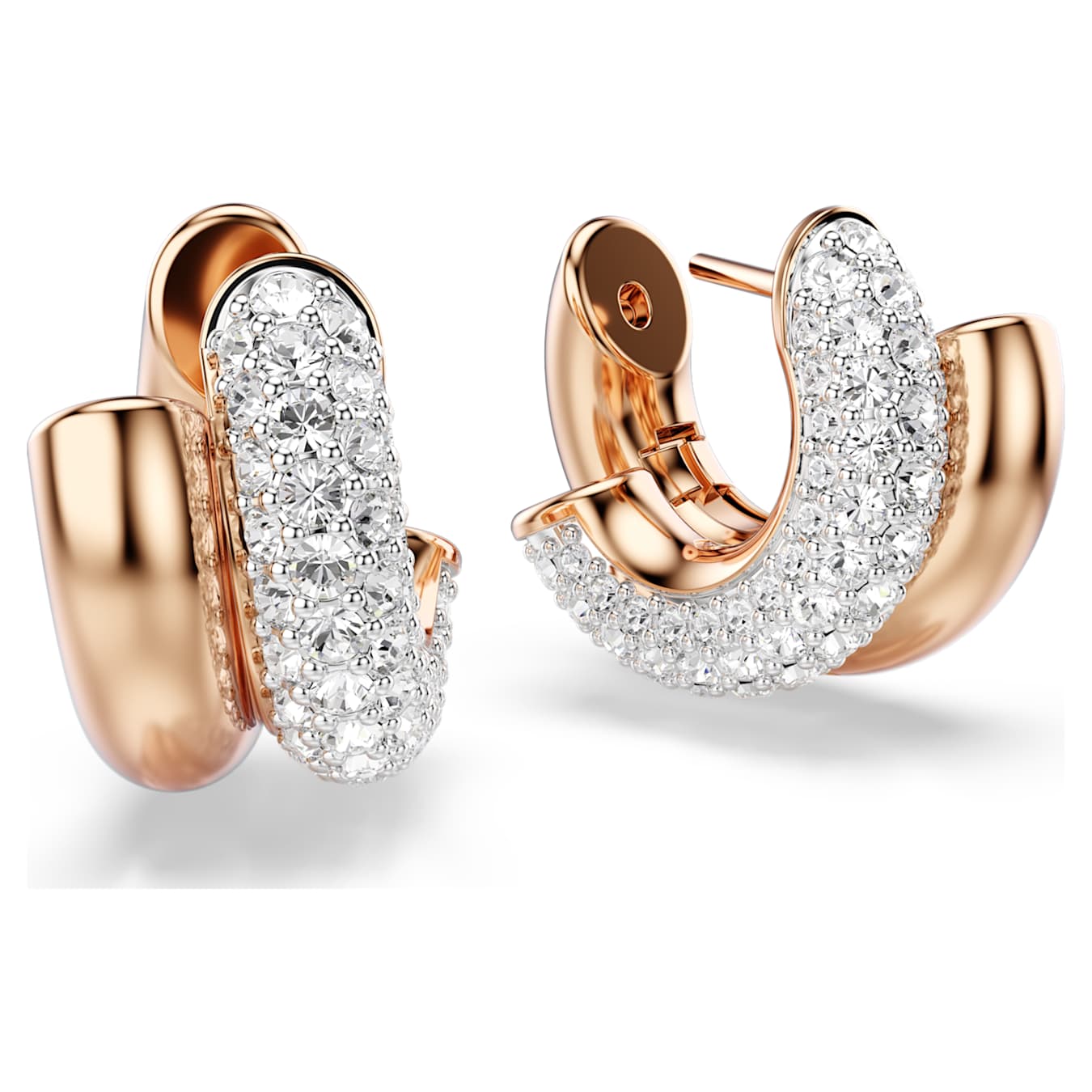 Pendientes de aro Dextera Talla redonda, Mini, Blancos, Baño tono oro rosa