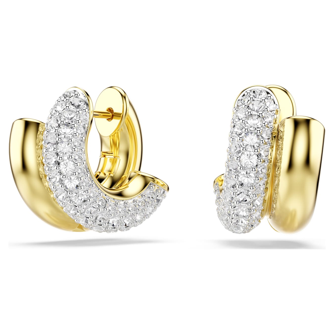 Pendientes de aro Dextera Talla redonda, Mini, Blancos, Baño tono oro