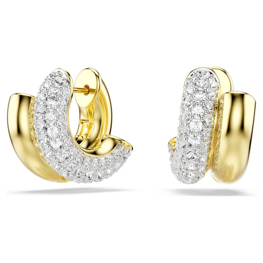 Pendientes de aro Dextera Talla redonda, Mini, Blancos, Baño tono oro