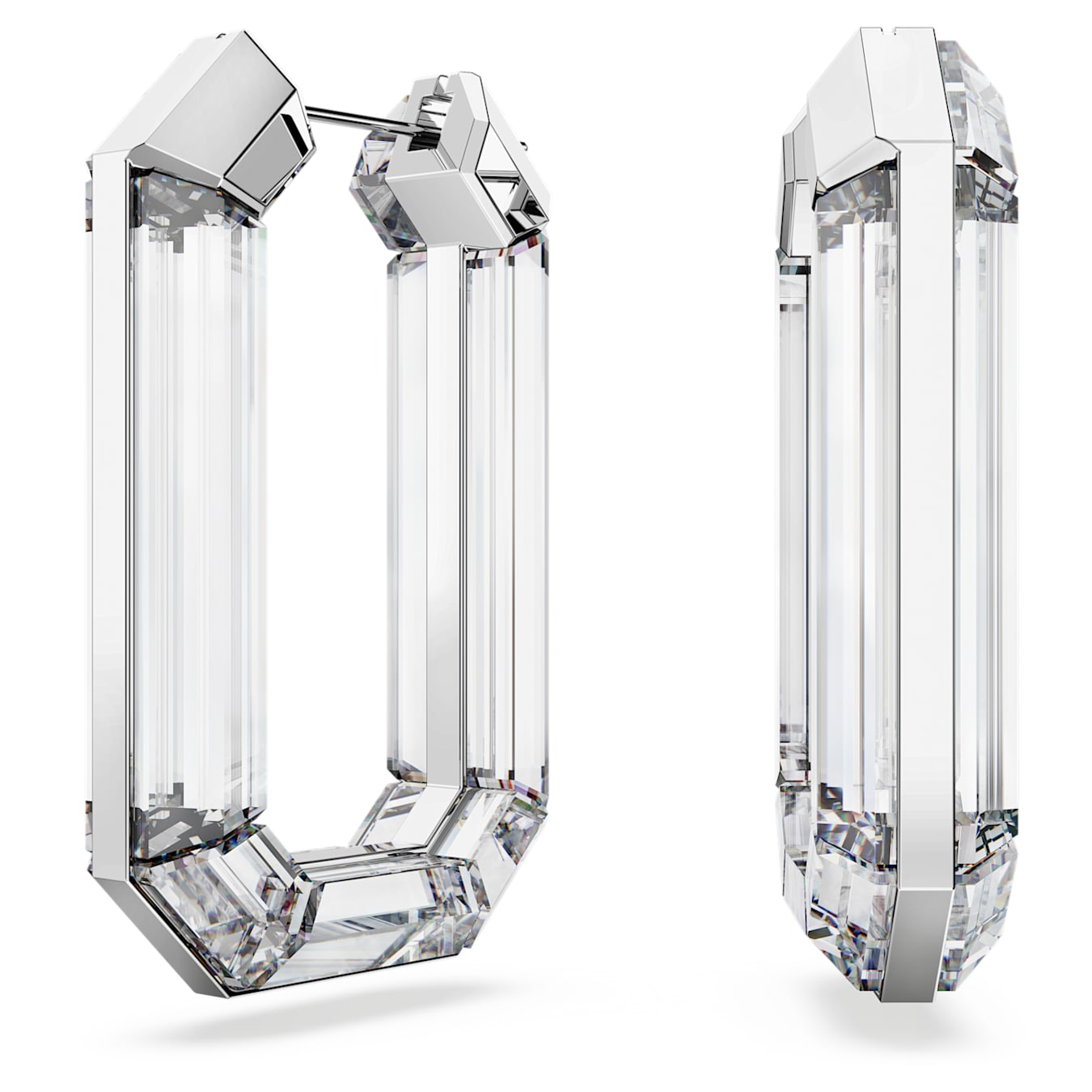 Pendientes de aro Lucent, Arte, Forma octagonal, Blancos