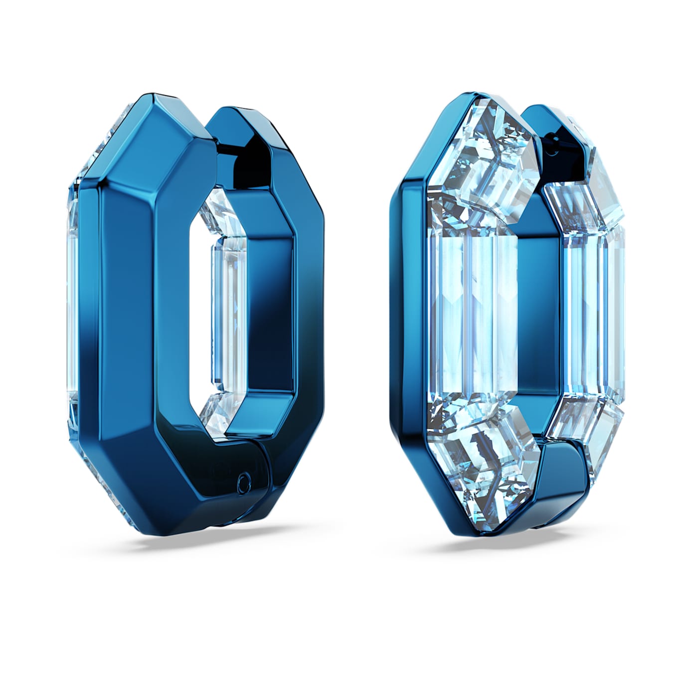 Pendientes de aro Lucent, Forma octagonal, Pequeños, Azules