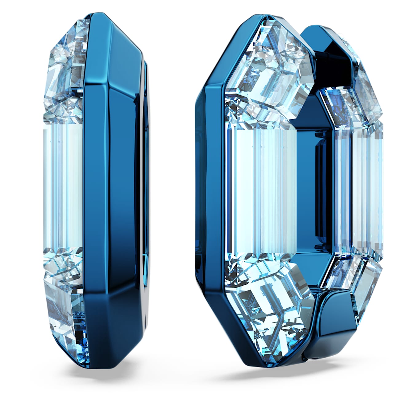 Pendientes de aro Lucent, Forma octagonal, Pequeños, Azules