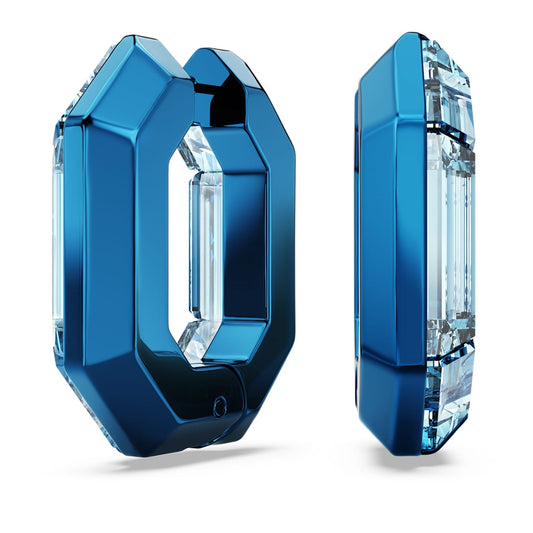 Pendientes de aro Lucent, Forma octagonal, Pequeños, Azules