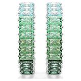 Pendientes de aro Matrix Talla baguette, Verdes, Baño de rodio