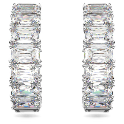Pendientes de aro Matrix Talla octogonal, Blancos, Baño de rodio