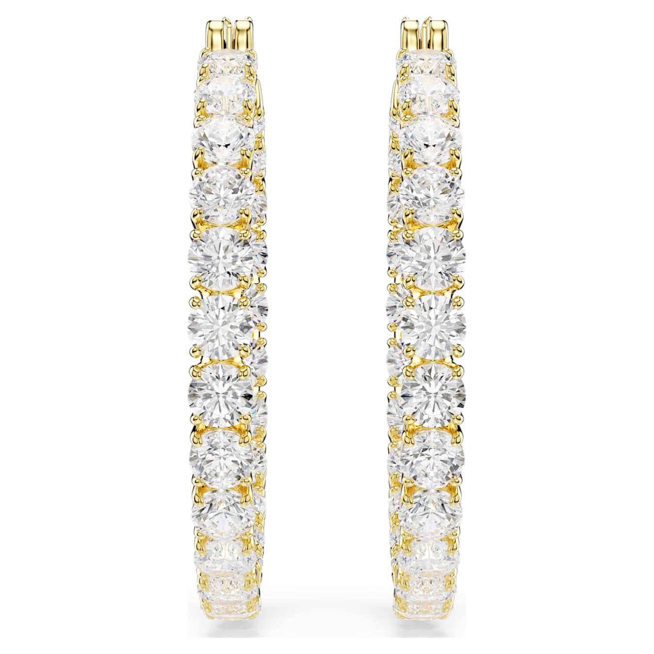 Pendientes de aro Matrix Talla redonda, Blancos, Baño tono oro