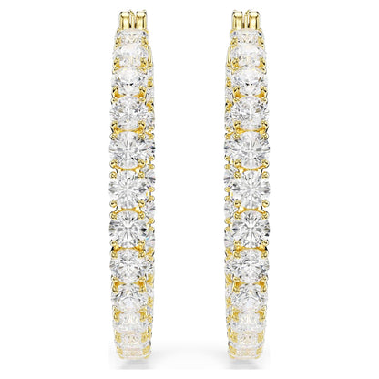 Pendientes de aro Matrix Talla redonda, Blancos, Baño tono oro