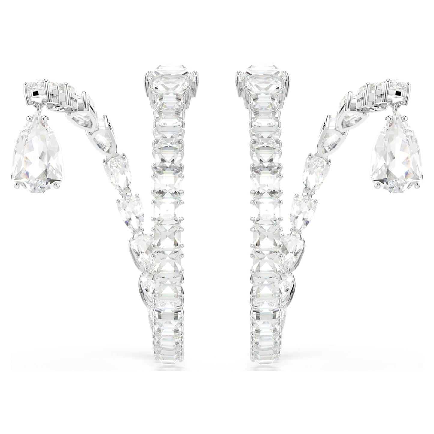 Pendientes de aro Matrix, Tallas mixtas, Blancos, Baño de rodio