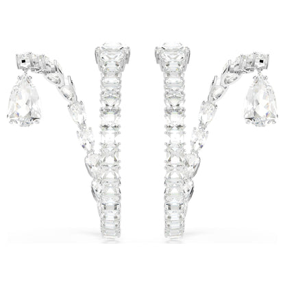 Pendientes de aro Matrix, Tallas mixtas, Blancos, Baño de rodio