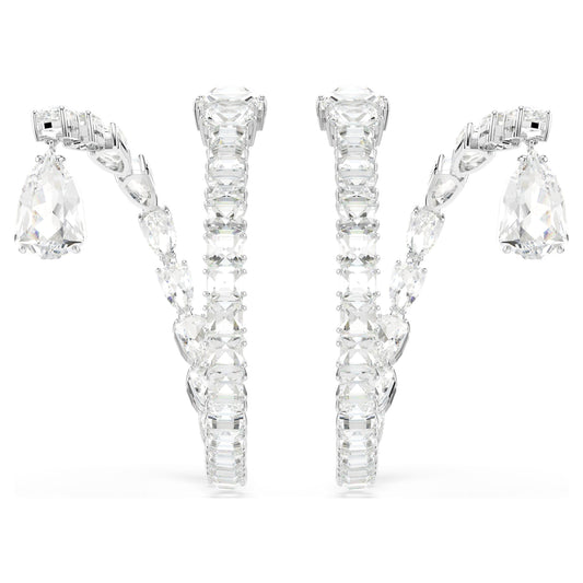 Pendientes de aro Matrix, Tallas mixtas, Blancos, Baño de rodio