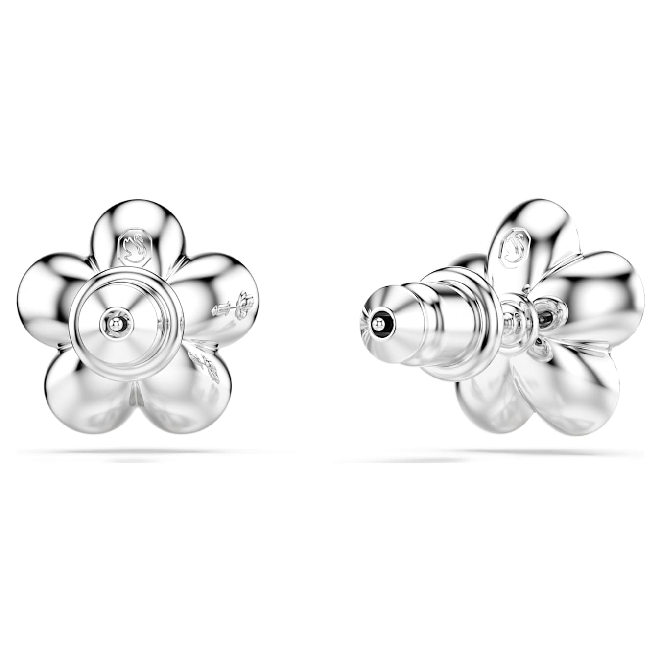 Pendientes de botón Ariana Grande x Swarovski Perla de cristal, Talla redonda, Flor, Blancos, Baño de rodio
