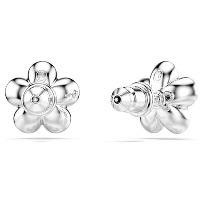 Pendientes de botón Ariana Grande x Swarovski Perla de cristal, Talla redonda, Flor, Blancos, Baño de rodio