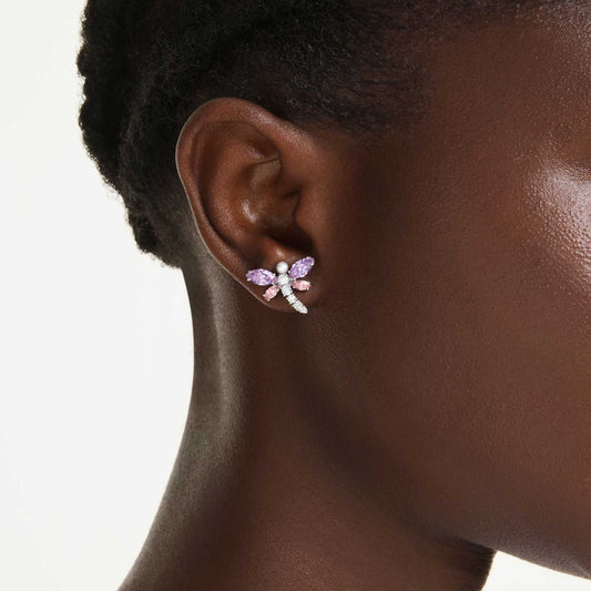 Pendientes de botón Ariana Grande x Swarovski Tallas mixtas, Libélula, Multicolores, Baño de rodio