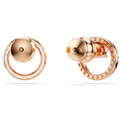 Pendientes de botón Constella, Talla redonda, Blancos, Baño tono oro rosa