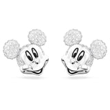 Pendientes de botón Disney Mickey Mouse, Blancos, Baño de rodio