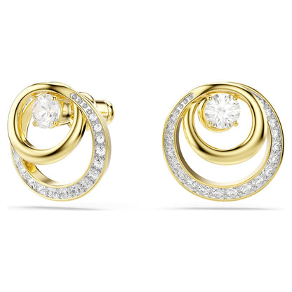 Pendientes de botón Hyperbola Talla redonda, Blancos, Baño tono oro