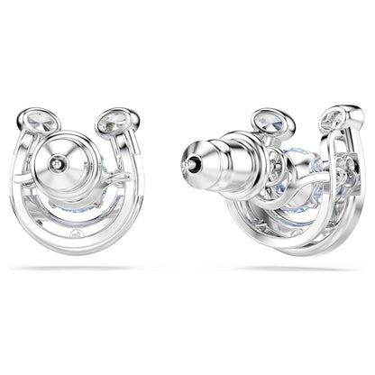 Pendientes de botón Symbolica Talla redonda, Pavé, Herradura, Azules, Baño de rodio