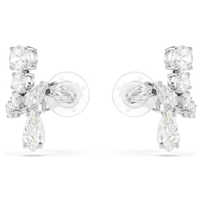 Pendientes de clip Matrix, Tallas mixtas, Blancos, Baño de rodio