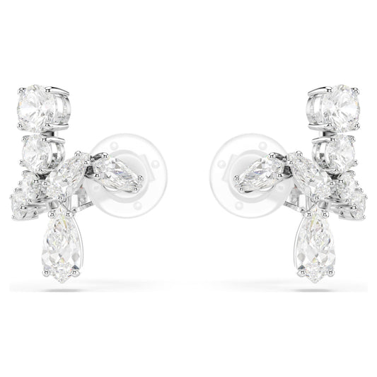 Pendientes de clip Matrix, Tallas mixtas, Blancos, Baño de rodio