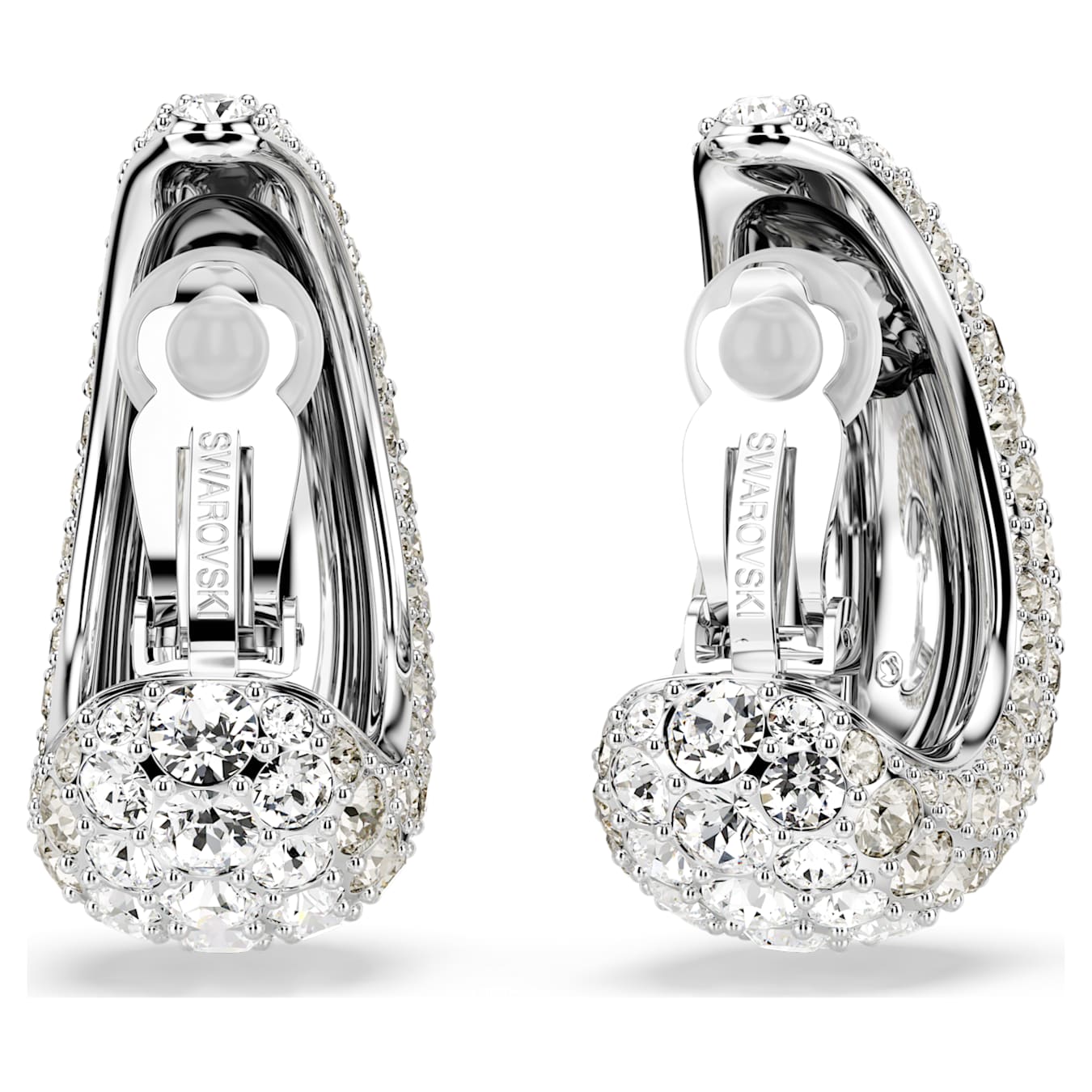 Pendientes de clip Sublima Talla redonda, Blancos, Baño de rodio