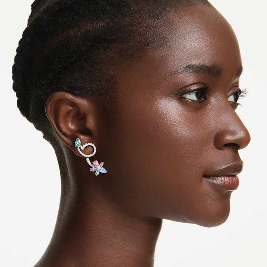 Pendientes de gota con adorno para pendientes Ariana Grande x Swarovski Tallas mixtas, Libélula, flor, Multicolor, Baño de rodio