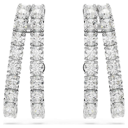 Pendientes ear cuff Matrix Talla redonda, Blancos, Baño de rodio