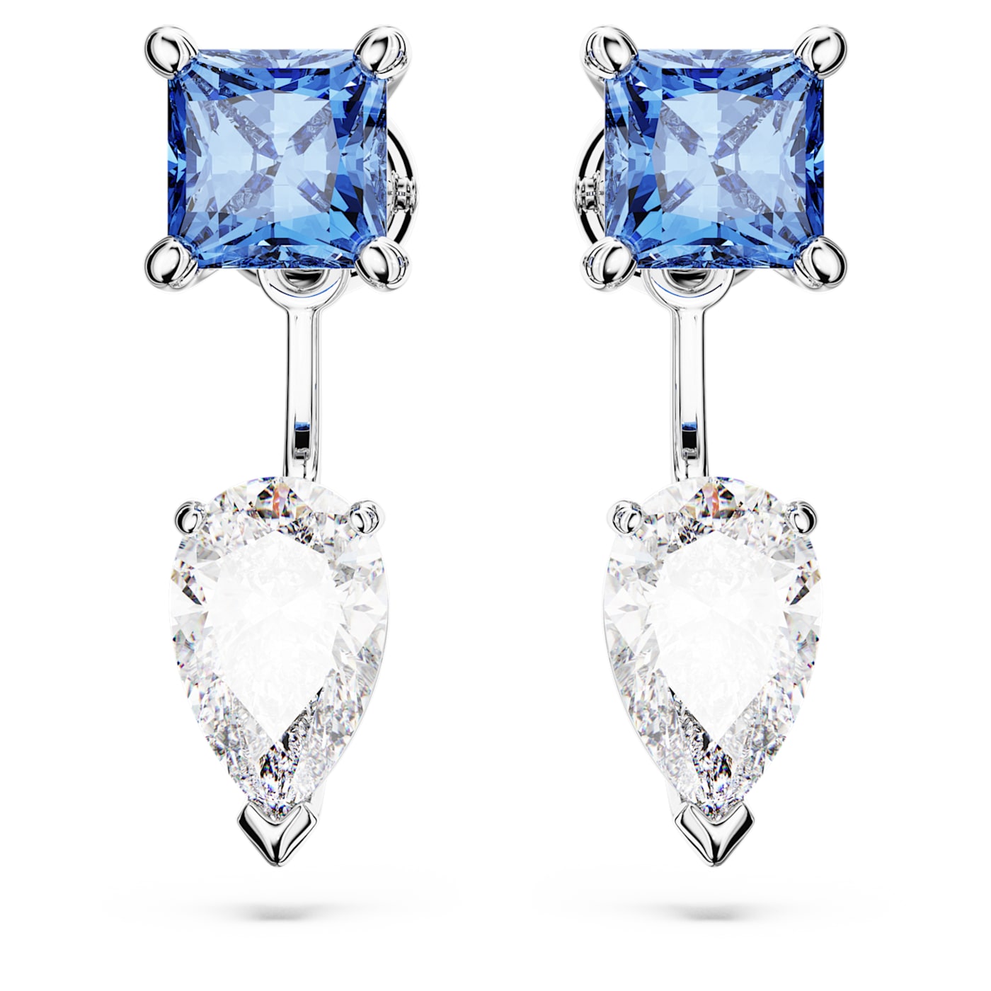 Pendientes ear jacket Mesmera, Tallas mixtas, Desmontable, Azules, Baño de rodio