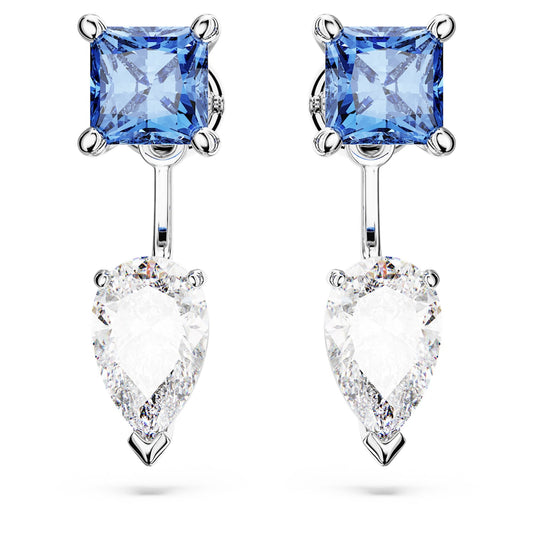 Pendientes ear jacket Mesmera, Tallas mixtas, Desmontable, Azules, Baño de rodio