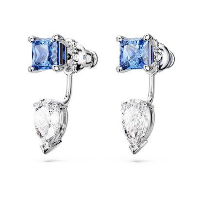 Pendientes ear jacket Mesmera, Tallas mixtas, Desmontable, Azules, Baño de rodio