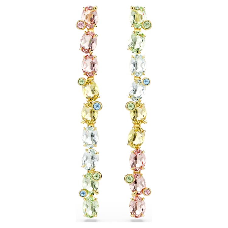 Pendientes Gema Diseño asimétrico, Tallas mixtas, Multicolores, Baño tono oro