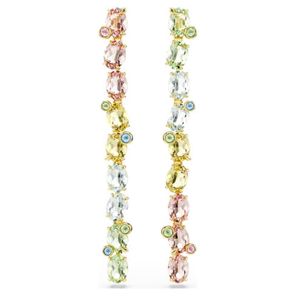 Pendientes Gema Diseño asimétrico, Tallas mixtas, Multicolores, Baño tono oro