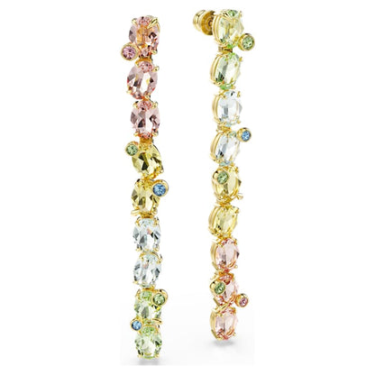 Pendientes Gema Diseño asimétrico, Tallas mixtas, Multicolores, Baño tono oro