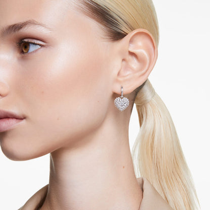 Pendientes de aro Hyperbola, Talla redonda, Mini, Blancos, Baño de rodio