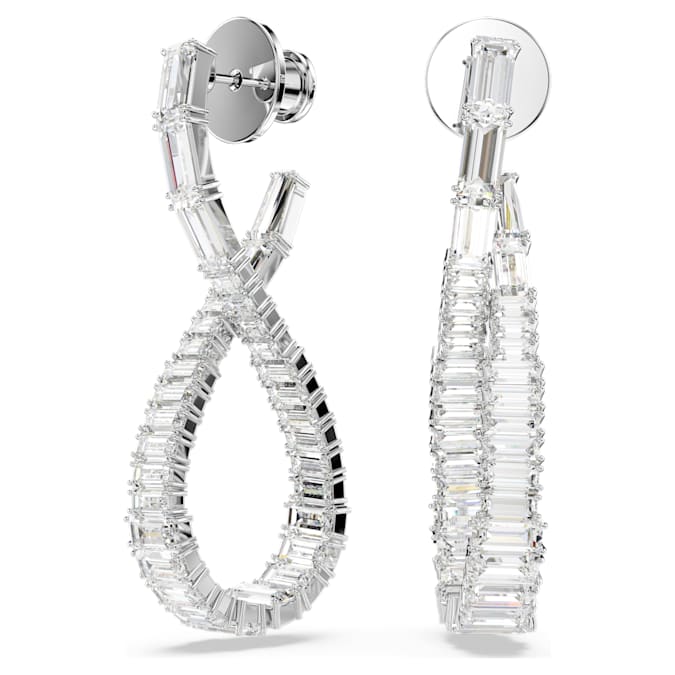 Pendientes Hyperbola Símbolo del infinito, Blancos, Baño de rodio