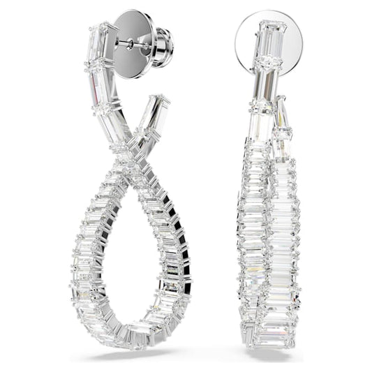 Pendientes Hyperbola Símbolo del infinito, Blancos, Baño de rodio