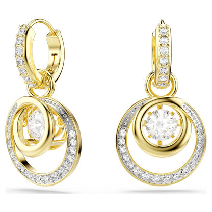 Pendientes Hyperbola Talla redonda, Blancos, Baño tono oro