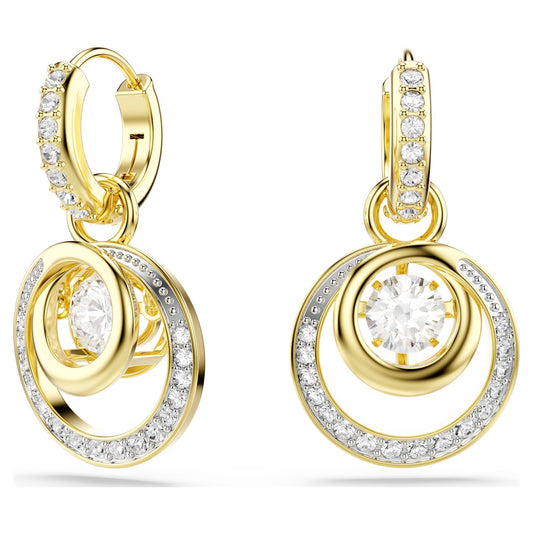 Pendientes Hyperbola Talla redonda, Blancos, Baño tono oro