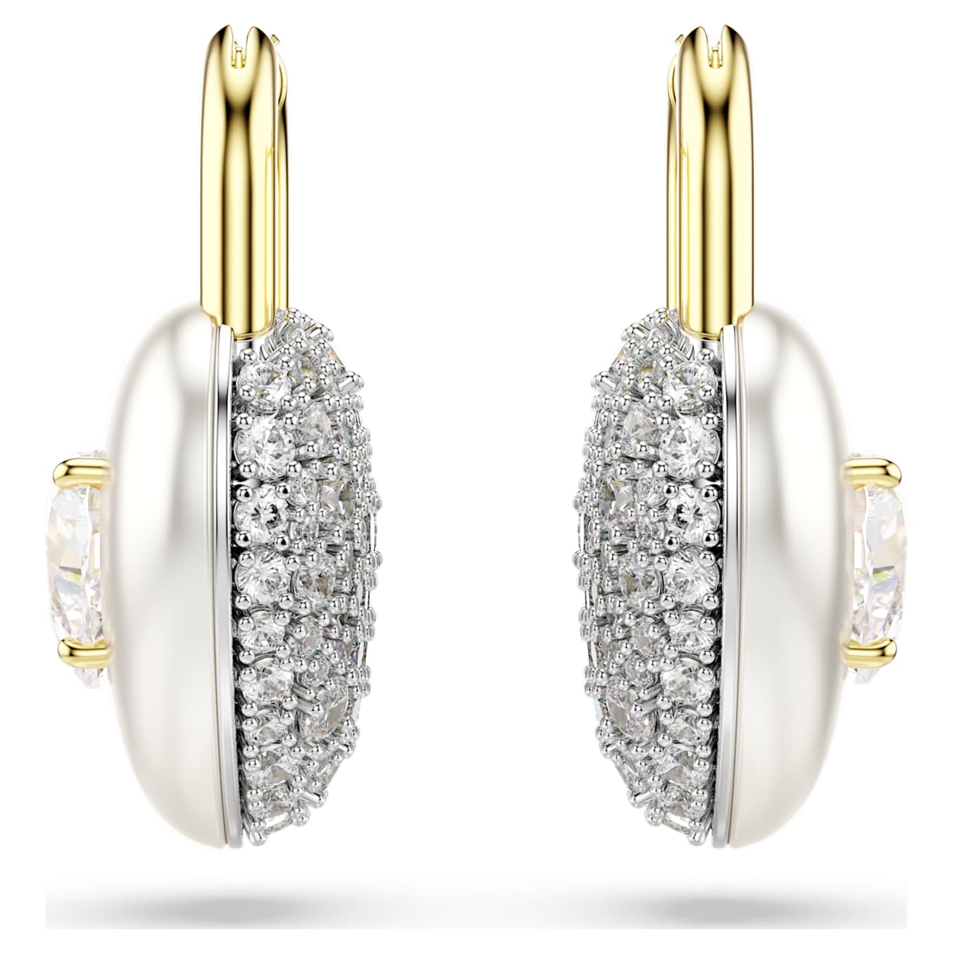 Pendientes Idyllia Tallas mixtas, Corazón, Blancos, Baño tono oro
