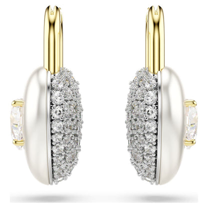 Pendientes Idyllia Tallas mixtas, Corazón, Blancos, Baño tono oro