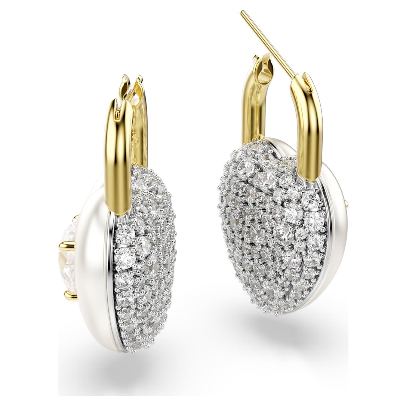 Pendientes Idyllia Tallas mixtas, Corazón, Blancos, Baño tono oro