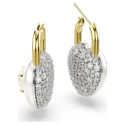 Pendientes Idyllia Tallas mixtas, Corazón, Blancos, Baño tono oro