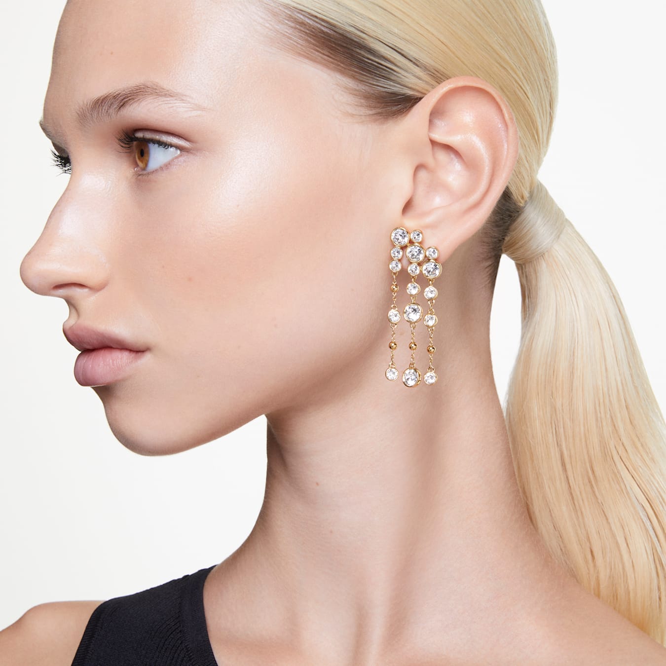 Pendientes Imber, Talla redonda, Araña, Blancos, Baño tono oro
