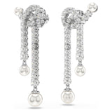 Pendientes Matrix, Crystal Pearl, Talla redonda, Blancos, Baño de rodio