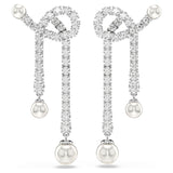 Pendientes Matrix, Crystal Pearl, Talla redonda, Blancos, Baño de rodio