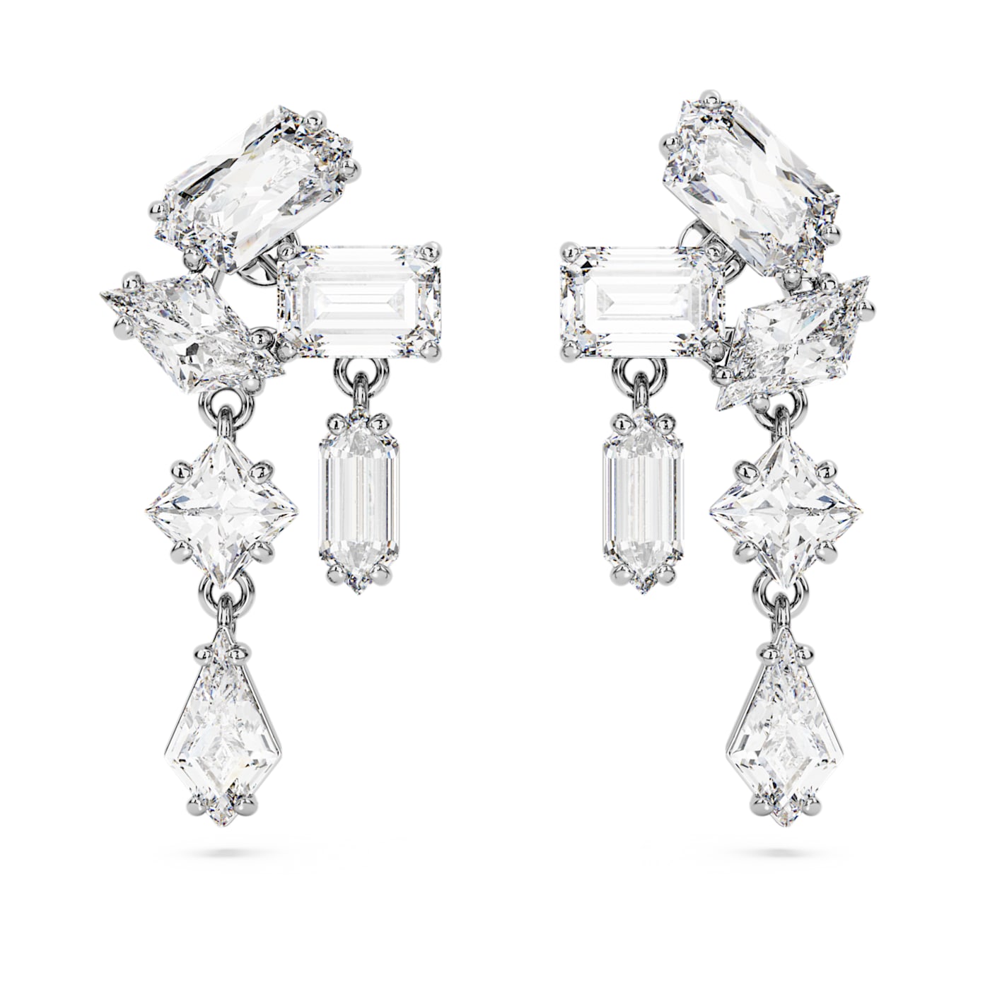Pendientes Mesmera, Tallas mixtas, Blancos, Baño de rodio