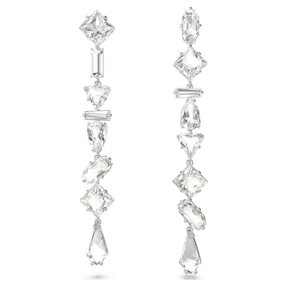 Pendientes Mesmera, Tallas mixtas, Largos, Blancos, Baño de rodio