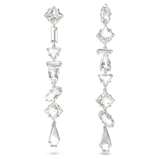 Pendientes Mesmera, Tallas mixtas, Largos, Blancos, Baño de rodio
